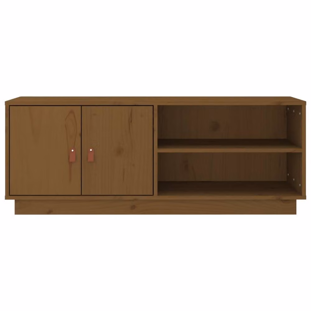 Berkfield Home Rustic Solid Wood Pine TV Cabinet in Honey Brown, W/D/H: 105 x 34 x 40 cm – 4