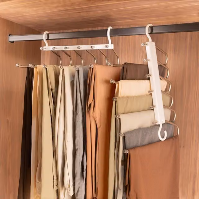 Harbour Housewares 6-in-1 Space Saving Plastic Trouser Hangers, White