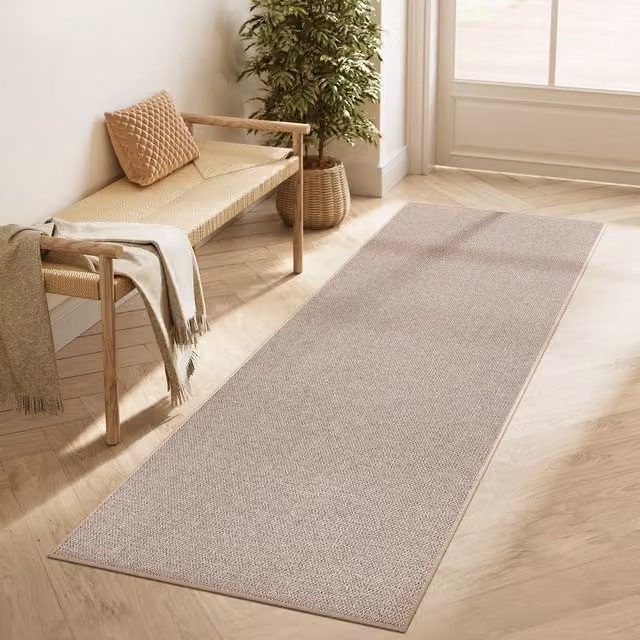 SONGMICS Boho Faux Jute Rectangular Flat Weave Rug in Brown and Beige, W: 80 cm, L: 200 cm