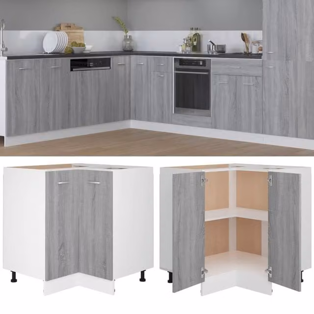 Berkfield Home Grey Sonoma Kitchen Base Unit with Hinged Doors and Internal Shelves, W/D/H: 75.5 x 75.5 x 75.5 cm – 1