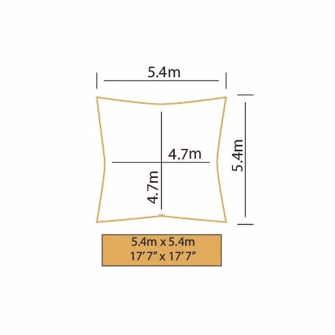 Primrose Square Water Resistant Sun Shade Canopy in Terracotta, 5.4m – 3