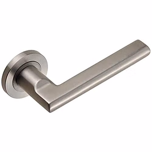 Loops Pair Slim Elliptical Handle on Round Rose in Brushed Satin Steel, Silver