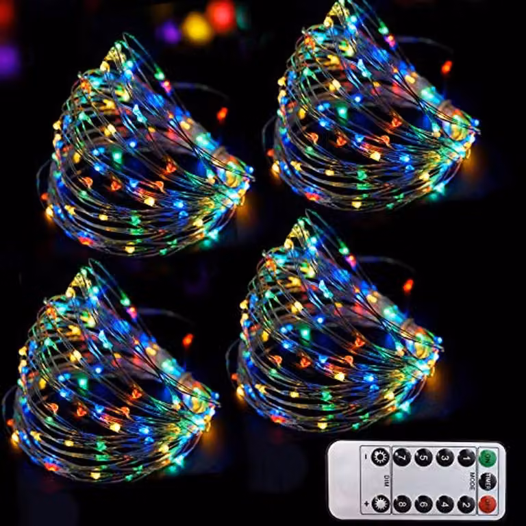 Bright Zeal Set of 4 Multicolour RGB LED Battery-Operated Fairy Lights with Remote Control and Timer