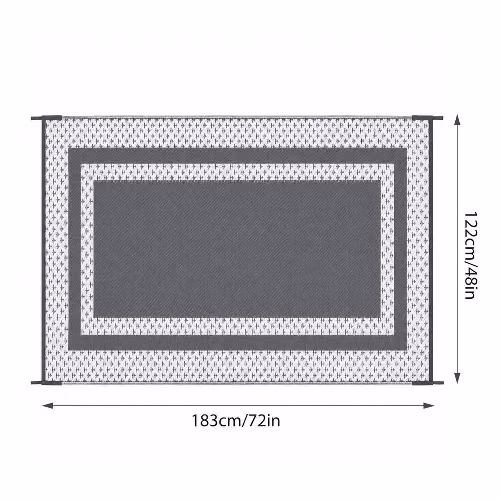 FLAVORA Reversible Grey Double-Sided Terrace Mat for Camping and Garden, W/D/H: 122 x 183 cm – 2