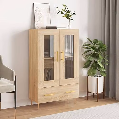vidaXL Modern Highboard in Sonoma Oak with Glass Doors, W/D/H: 69.5 x 31 x 115 cm – 2