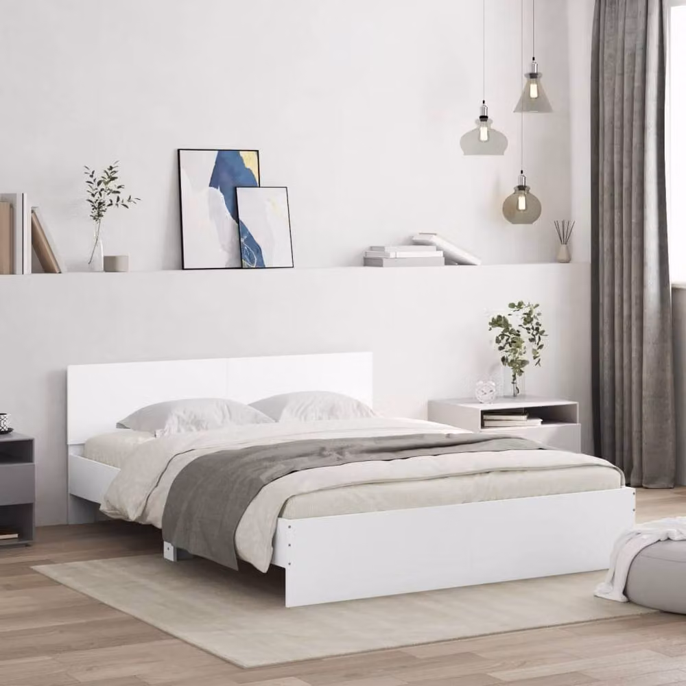 Berkfield Home Durable Bed Frame in White, W/D/H: 140 x 200 cm – 2