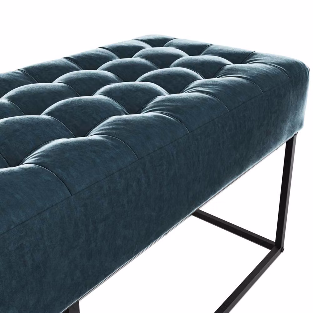 Wyld Haus Cavan Upholstered Diamond Bench in Dark Blue, W/D/H: 100 x 41.5 x 46.5 cm – 3