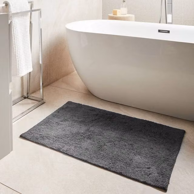 Wyld and Coco Black Cotton Bath Mat, W: 60 cm x D: 90 cm – 1