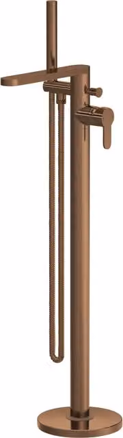 Balterley Pride Round Freestanding Bath Shower Mixer Tap and Kit with Single Lever in Brushed Bronze Brown – 1