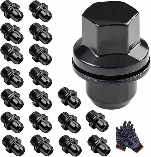 Ventryn 20-Piece Black Galvanised Steel Hex Wheel Nut Set for Land Rover Discovery, Range Rover and Defender – 1