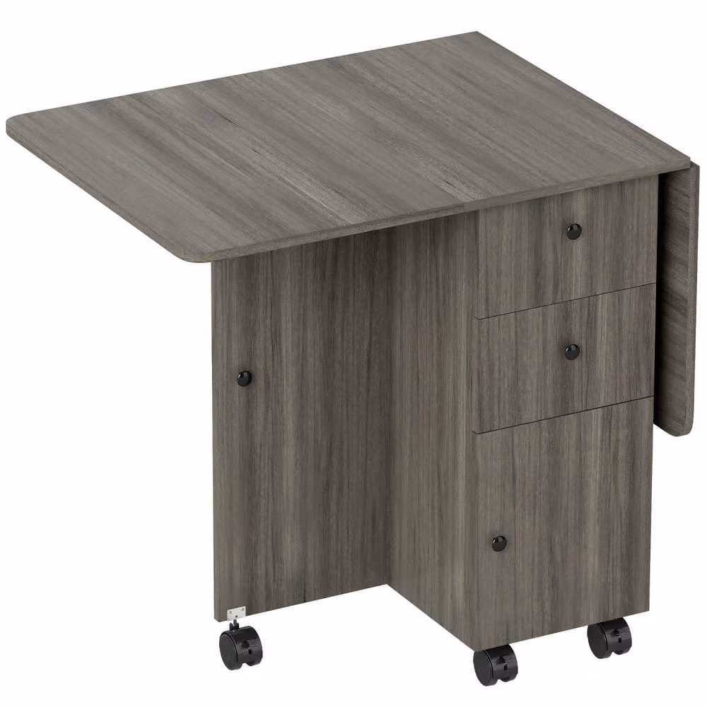 Wyld Haus Todiralo Grey Drop Leaf Dining Table with Built In Storage for 6, W/D/H: 120 x 60 x 76.5 cm – 2