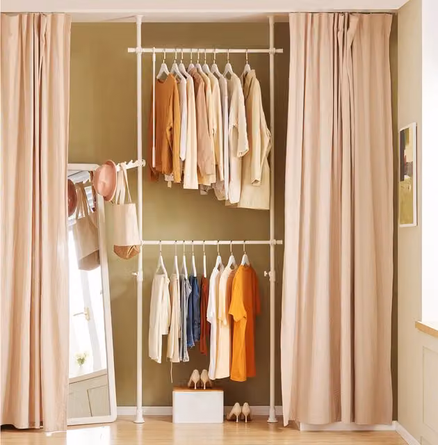 SoBuy White Metal Telescopic Clothes Rail and Wardrobe Organiser