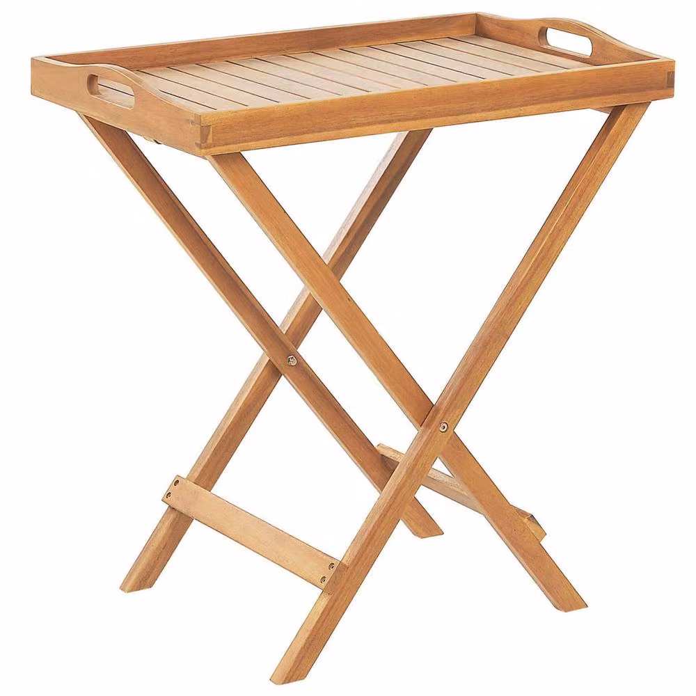 Wyld and Coco Foldable Acacia Wood Tray Table, Brown, W: 68 cm, D: 45 cm, H: 73 cm – 2