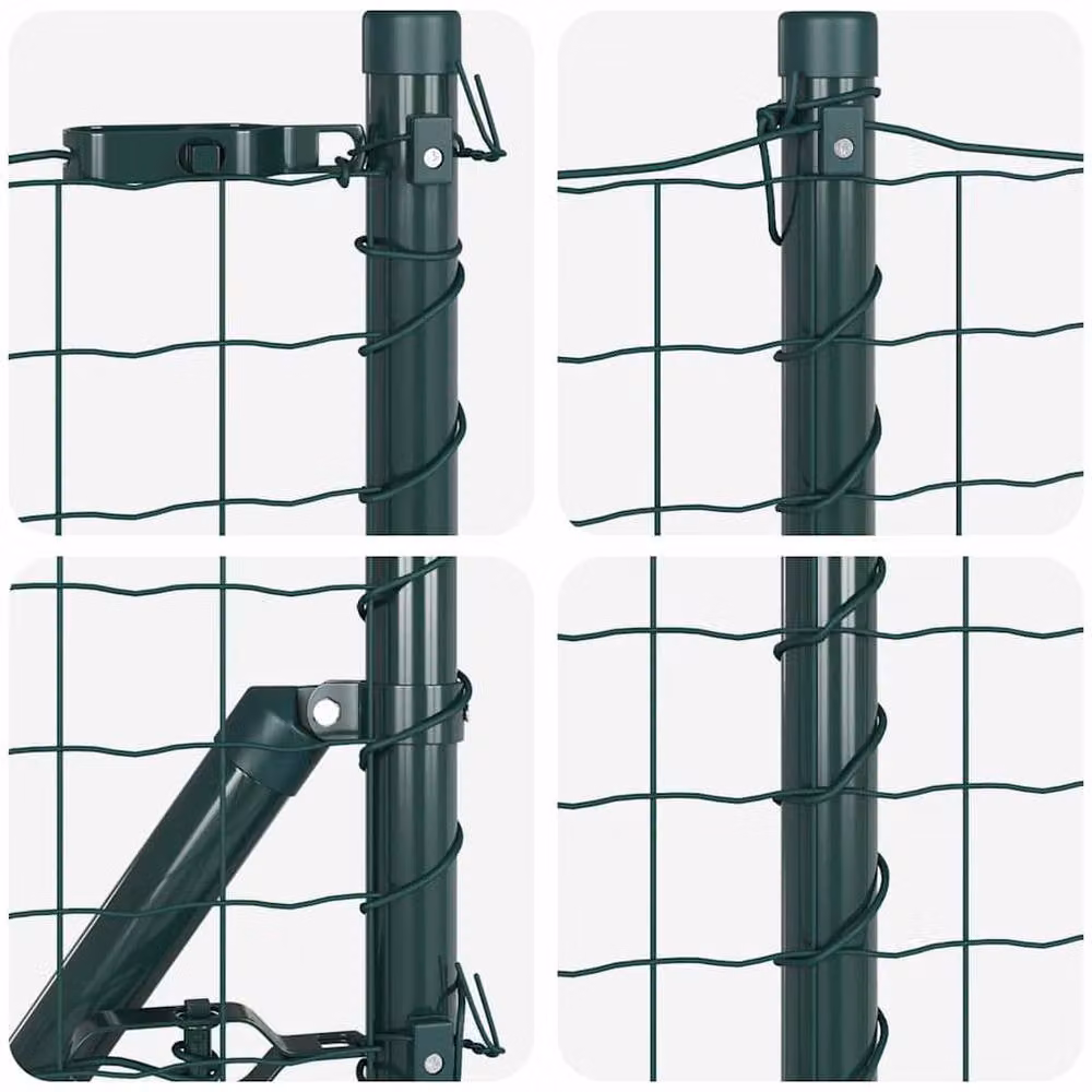 Berkfield Home Euro Fence with 7 Spike Posts, Green Galvanised Steel, 0.8 x 10 m – 5