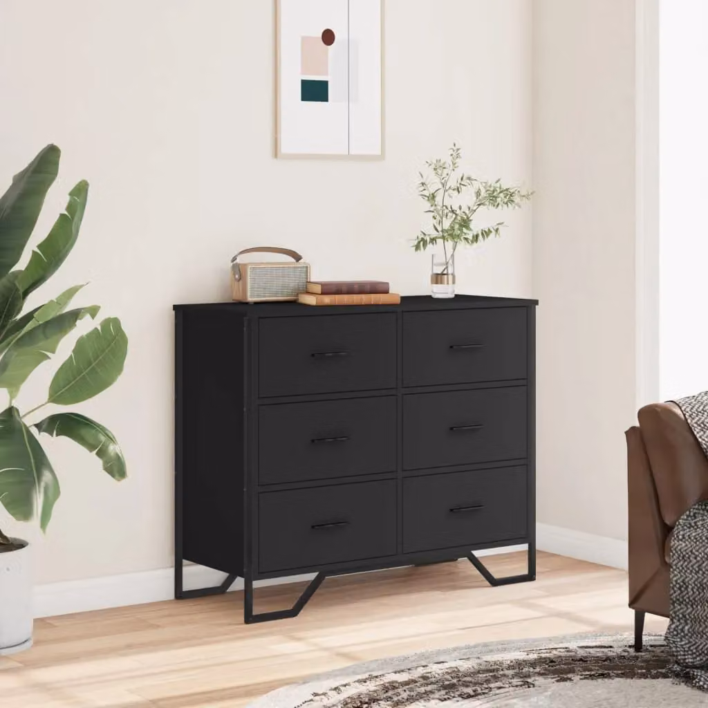 Berkfield Home Black Classic Chest of Drawers in MDF, W/D/H: 91 x 35.5 x 74.5 cm – 3