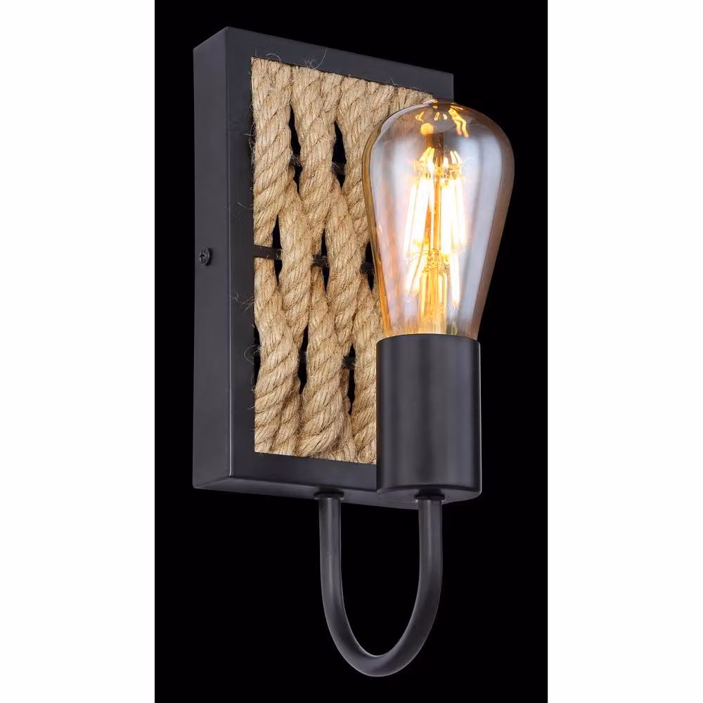 Netlighting Halia Wall Lamp in Black and Brown with Glass and Wood Details, E27, H 28 cm x W 13 cm x D 13 cm – 4