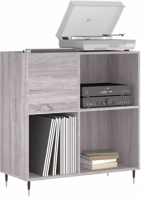 Berkfield Home Record Cabinet in Grey, W/D/H: 84.5 x 38 x 89 cm – 1