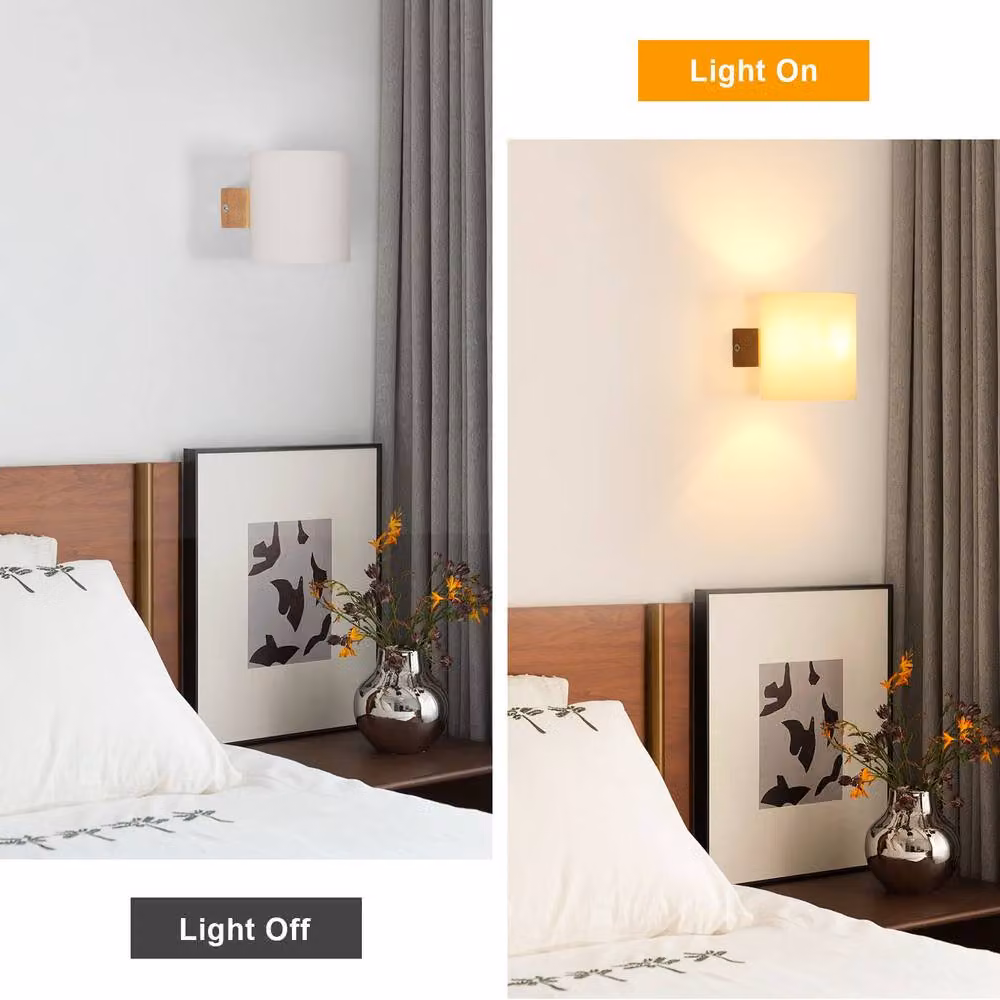 Pheashine Nordic Wooden Wall Sconce with Transparent Glass Shade and E27 Bulb in White – 2
