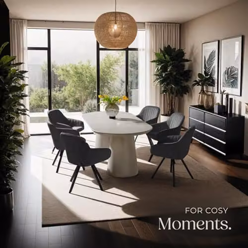 tectake Set of 4 Modern Black Armchairs for Dining Room, Kitchen or Home Office – 2