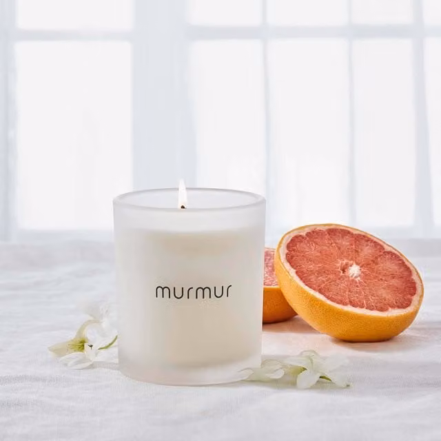 Murmur Energise Single Wick Scented Tabletop Candle in White with Fruity and Floral Notes
