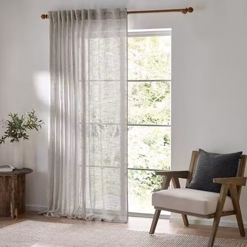 Yard Furn Cirrus Woven Sheer Curtain Panel in Grey, W: 140 cm, H: 250 cm