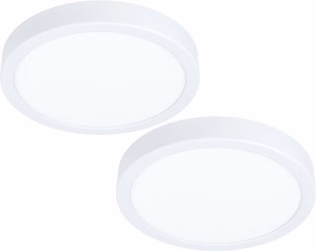 Loops 2 Pack White Round Surface Mounted LED Wall and Ceiling Light, 16.5W, 3000K Warm White, Diameter: 21 cm