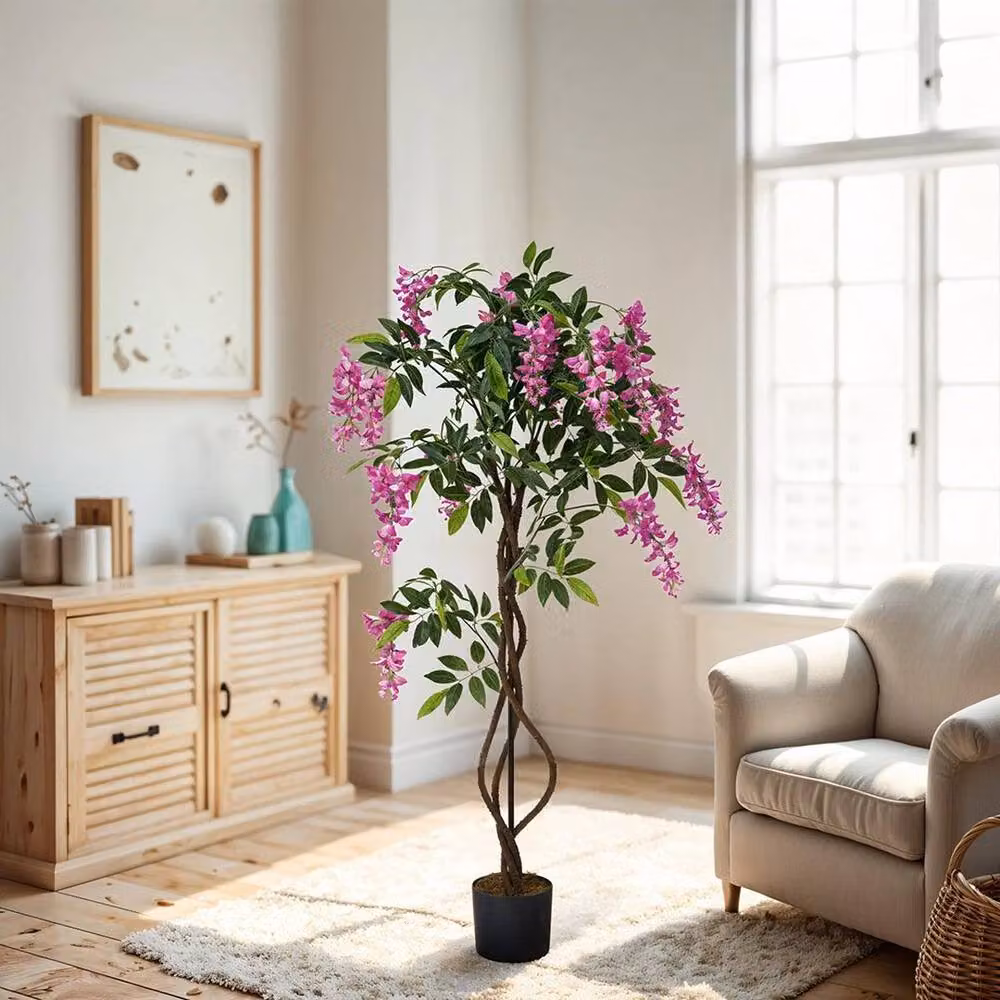FLAVORA Pink Artificial Wisteria Blossom Tree – 6