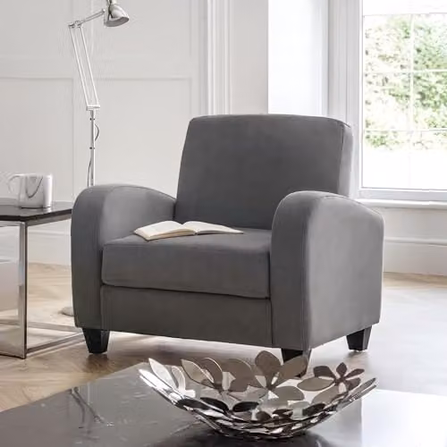 Julian Bowen Vivo Armchair in Dusk Grey Fabric with Solid Wood Frame – 1