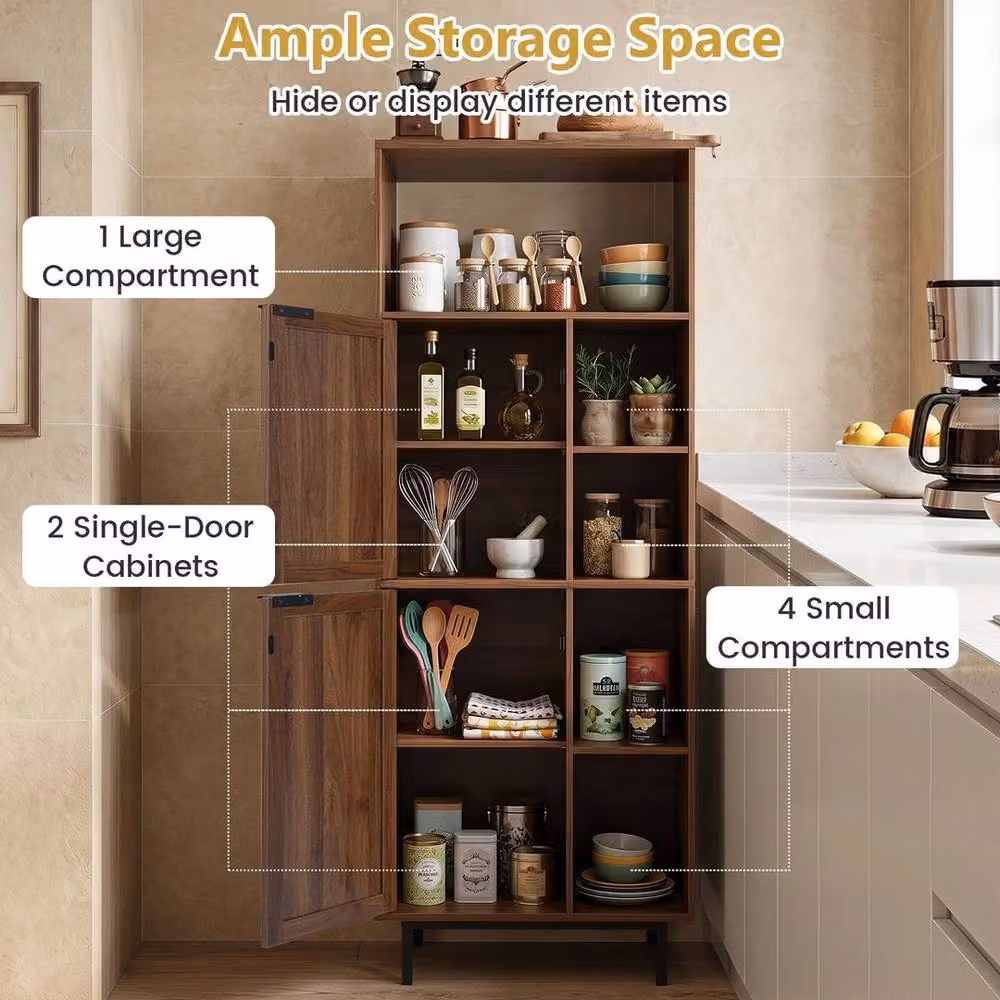 SPETLEK Brown Kitchen Floor Cabinet with Adjustable Shelves and Hinged Doors – 3