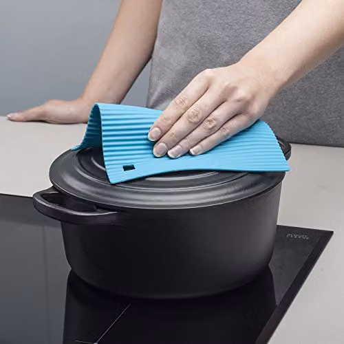 Zeal Silicone Square Non-Slip Hot Mat Trivet in Turquoise Blue, W/D/H: 18 x 18 x 1 cm – 4