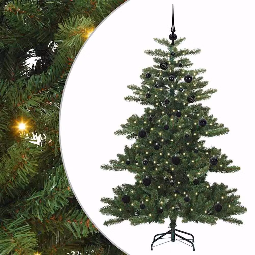 Berkfield Home Elegant Artificial Hinged Christmas Tree with 150 LEDs, Green, H 150 cm x W 104 cm x D 104 cm – 3