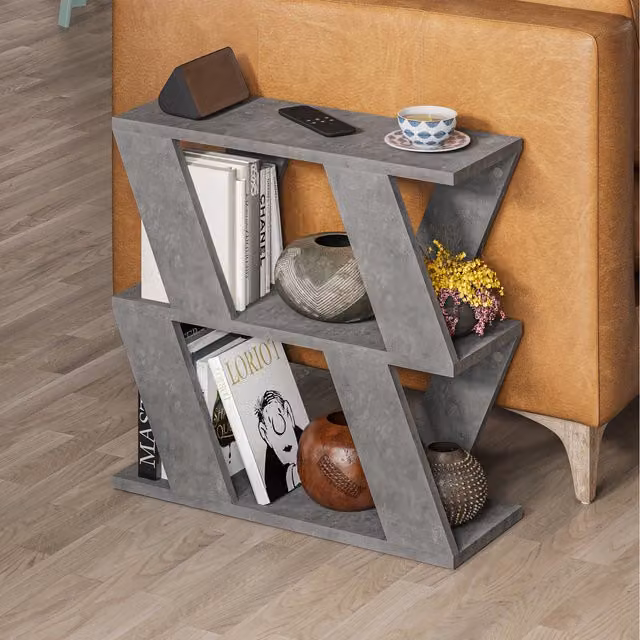 Decortie Lazena Modern 3-Tier Side Coffee Table in Mid Grey