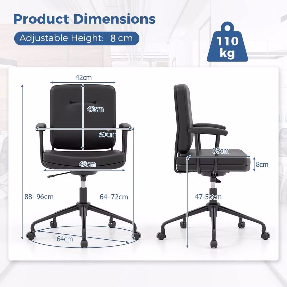 VOGREX Adjustable Black Office Chair Wheels – 2