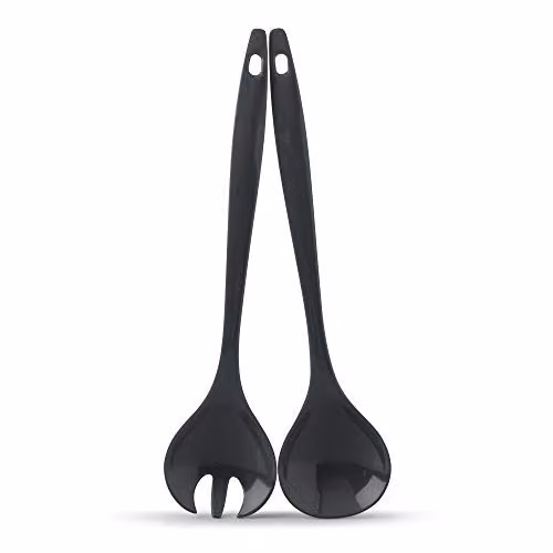 Zeal Melamine Salad Server Set of 2 in Grey and Black, Length: 29 cm – 1
