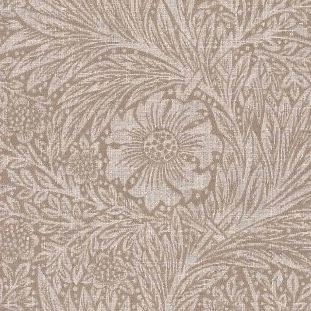 William Morris At Home Marigold Floral Woven Linen Fabric in Yellow and Beige