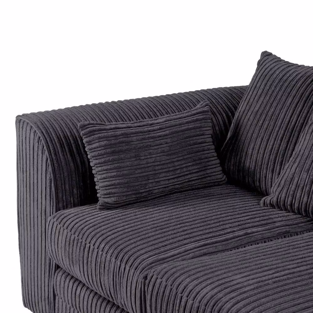 LUXURY LIFE Declan Jumbo Cord Fabric Right Hand Facing Corner Sofa in Black – 3