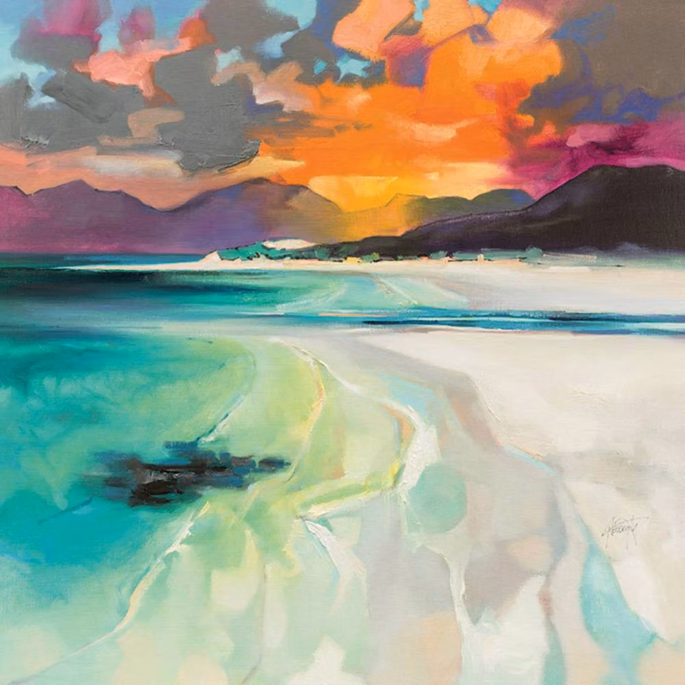 Scott Naismith Seilebost Abstract Multicolour Wooden Plaque W/D/H: 20 x 20 x 2.7 cm – 2