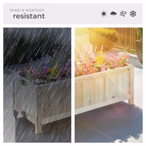 tectake Raised Wooden Garden Bed with 30L Capacity and Plastic Liner, Brown, W/D/H: 70 x 30 x 25 cm – 6