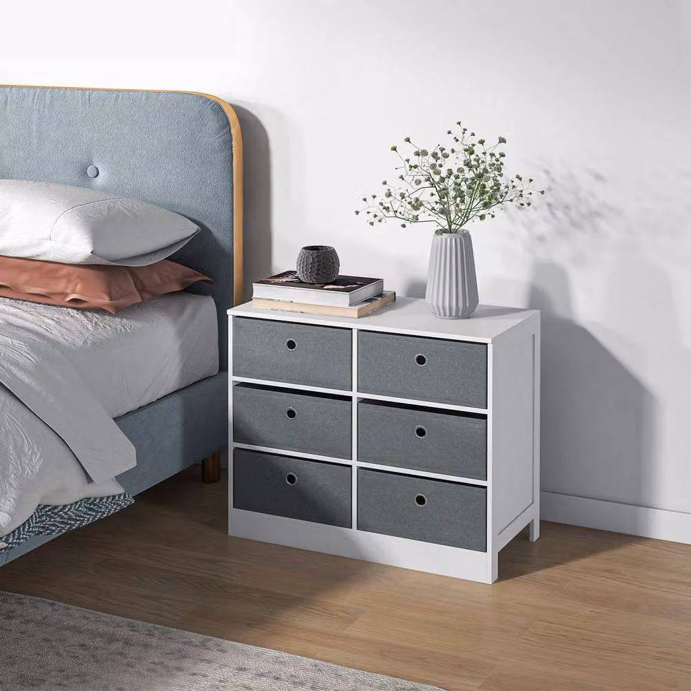 ERGOVEXA White Fabric Chest of Drawers and Modern Storage Cabinet – 3