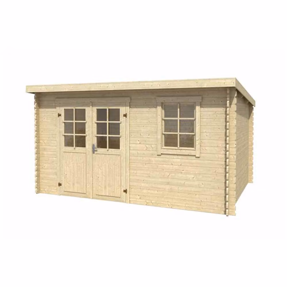 Lasita Maja Ltd Amira 275 Log Cabin Garden Room and Home Office in Natural, W: 313.9 cm, D: 400 cm, H: 210.9 cm