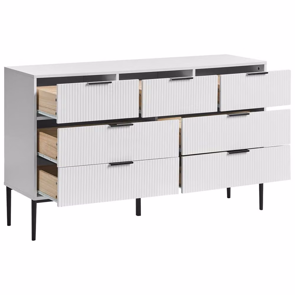 Wyld and Coco White 7-Drawer Minimalist Chest with Metal Legs and MDF Construction – 2
