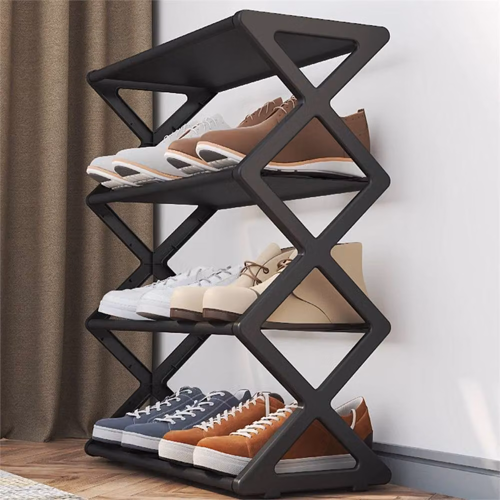 Nordara Black 4 Tier Compact Freestanding Shoe Storage Organiser – 3