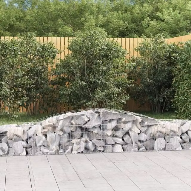 Berkfield Home Arched Gabion Baskets, 2 Piece Set, Silver Galvanised Steel, W: 400 cm, D: 50 cm, H: 40-60 cm