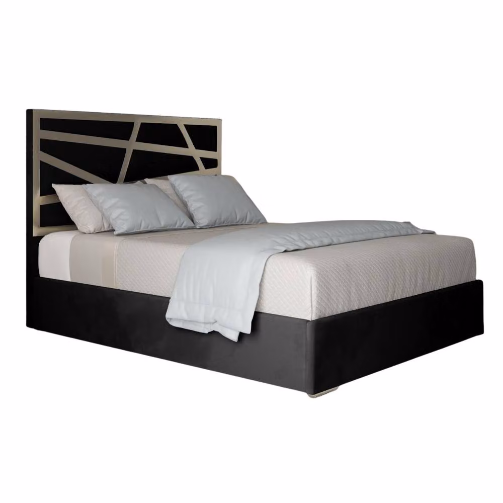 Casani Elveden Upholstered Velvet Designer Bed Frame with Metal Accents, W/D/H: 200 x 189 x 127 cm – 2