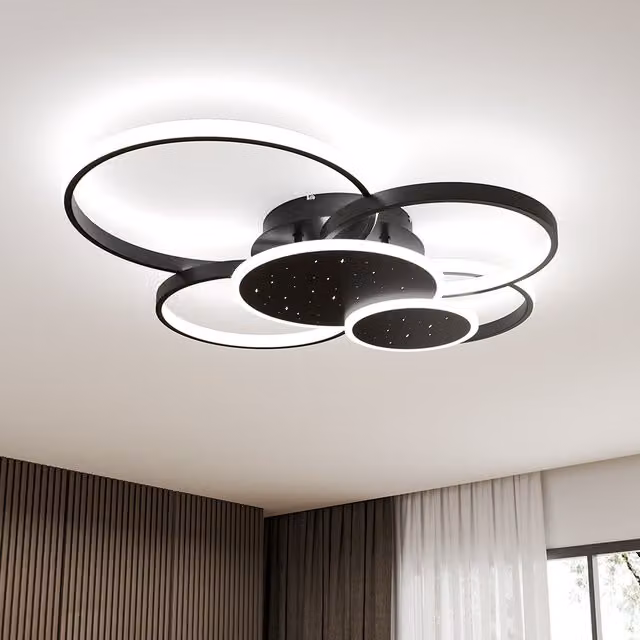 Livingandhome Modern Multi-Ring LED Ceiling Light, 135W, Cool White