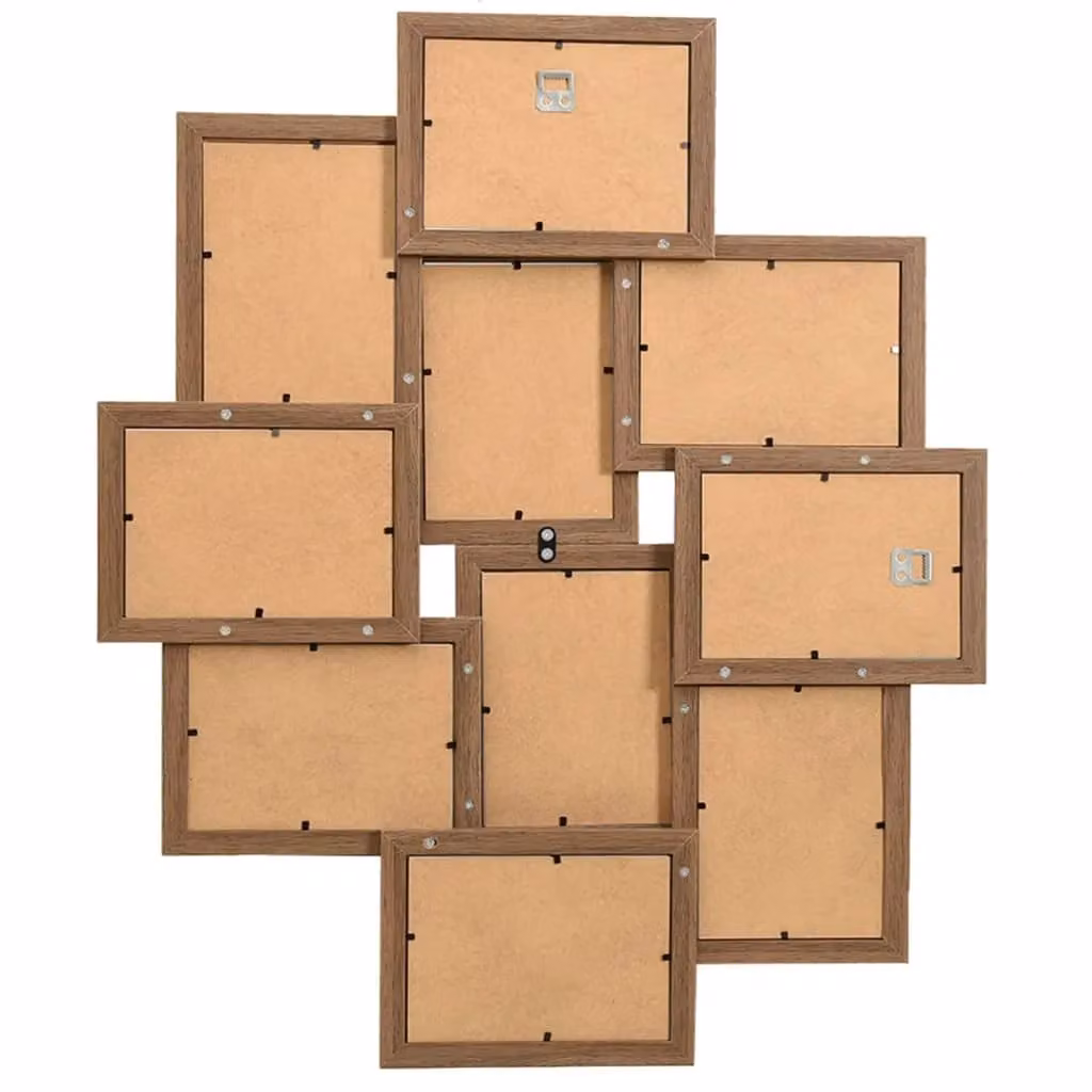 Berkfield Home Modern Rectangular Collage Photo Frame for 10 Pictures, Light Brown – 2