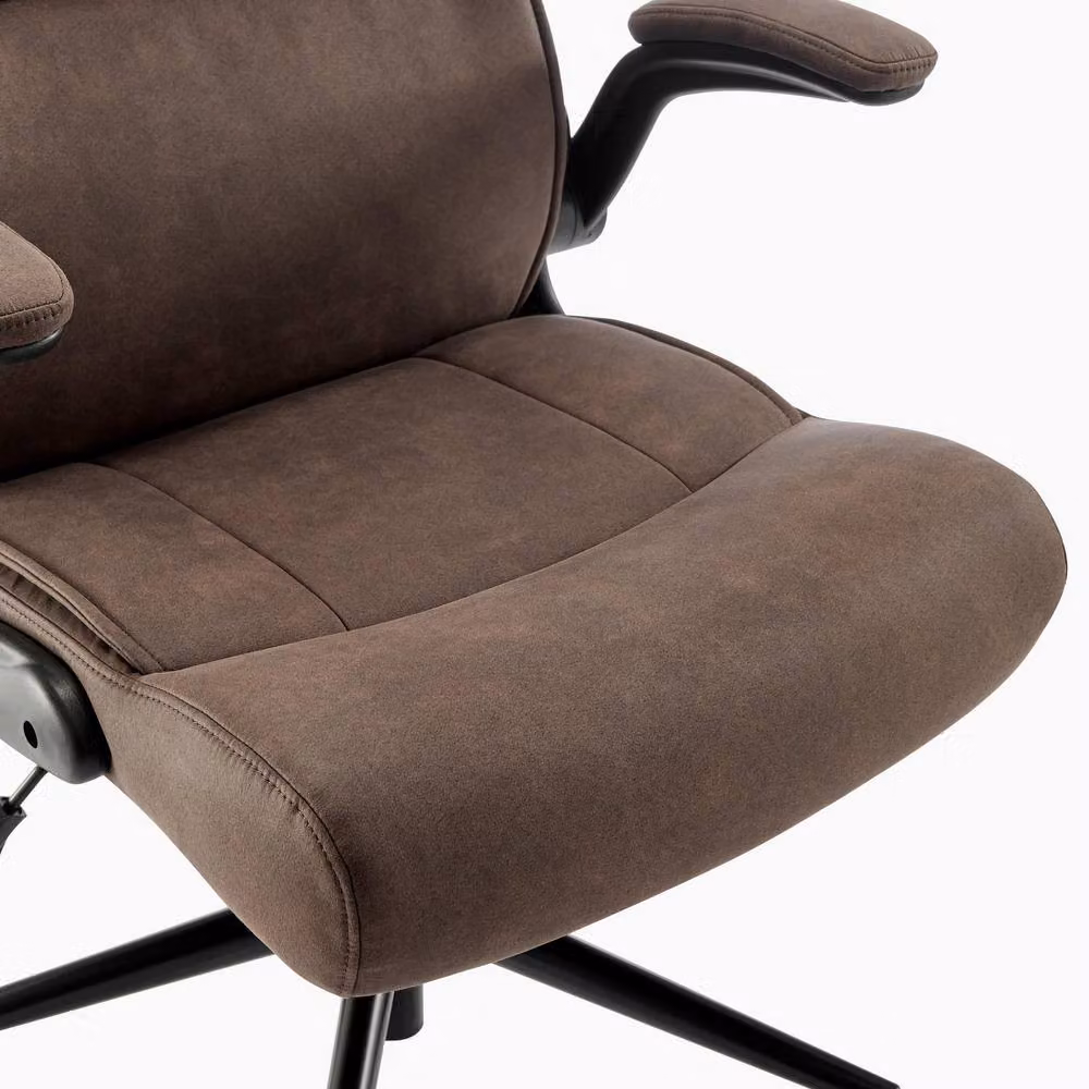 FurnitureboxUK Greer Brown Faux Leather Executive Swivel Office Chair – 4