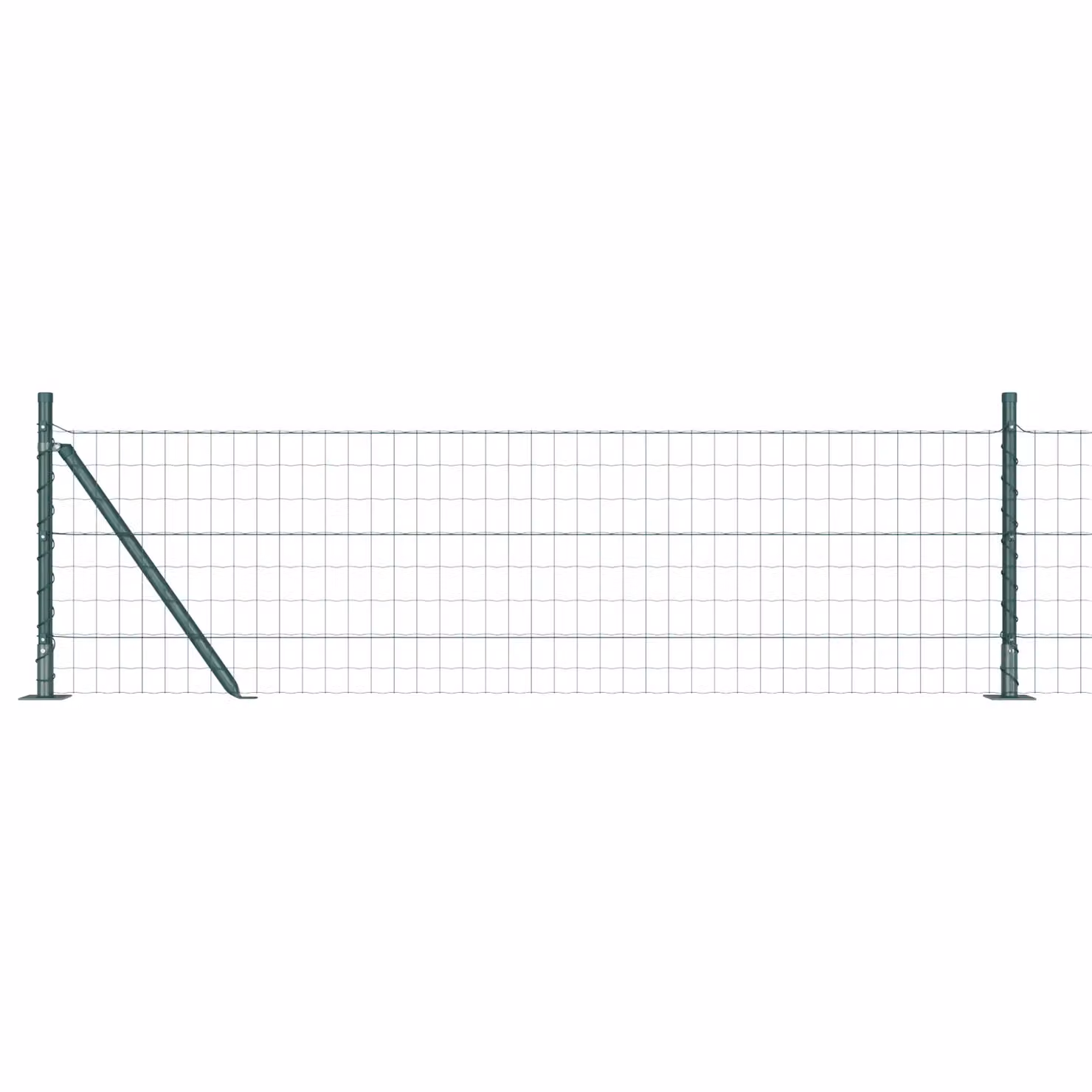Berkfield Home Euro Fence Green Galvanised Steel with 13 Flanged Posts, 0.4 x 50 m – 2