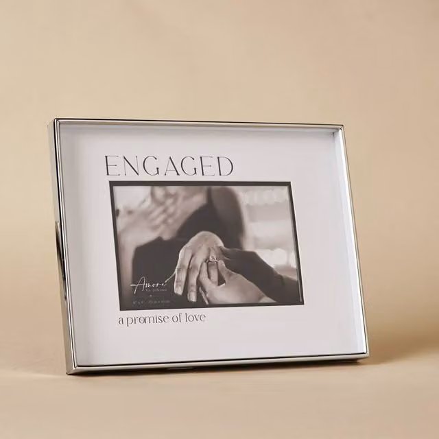 Amore by Juliana Silver and Black Rectangular Metal Wedding Photo Frame, W/H: 15.24 x 15.24 cm – 1