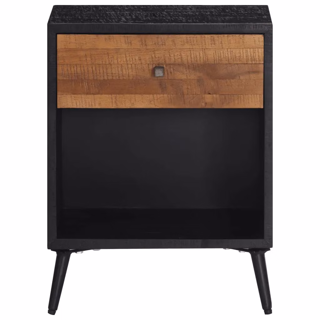 Berkfield Home Mid Century Solid Teak Wood Bedside Cabinet in Brown W/D/H: 40 x 30 x 50 cm – 2